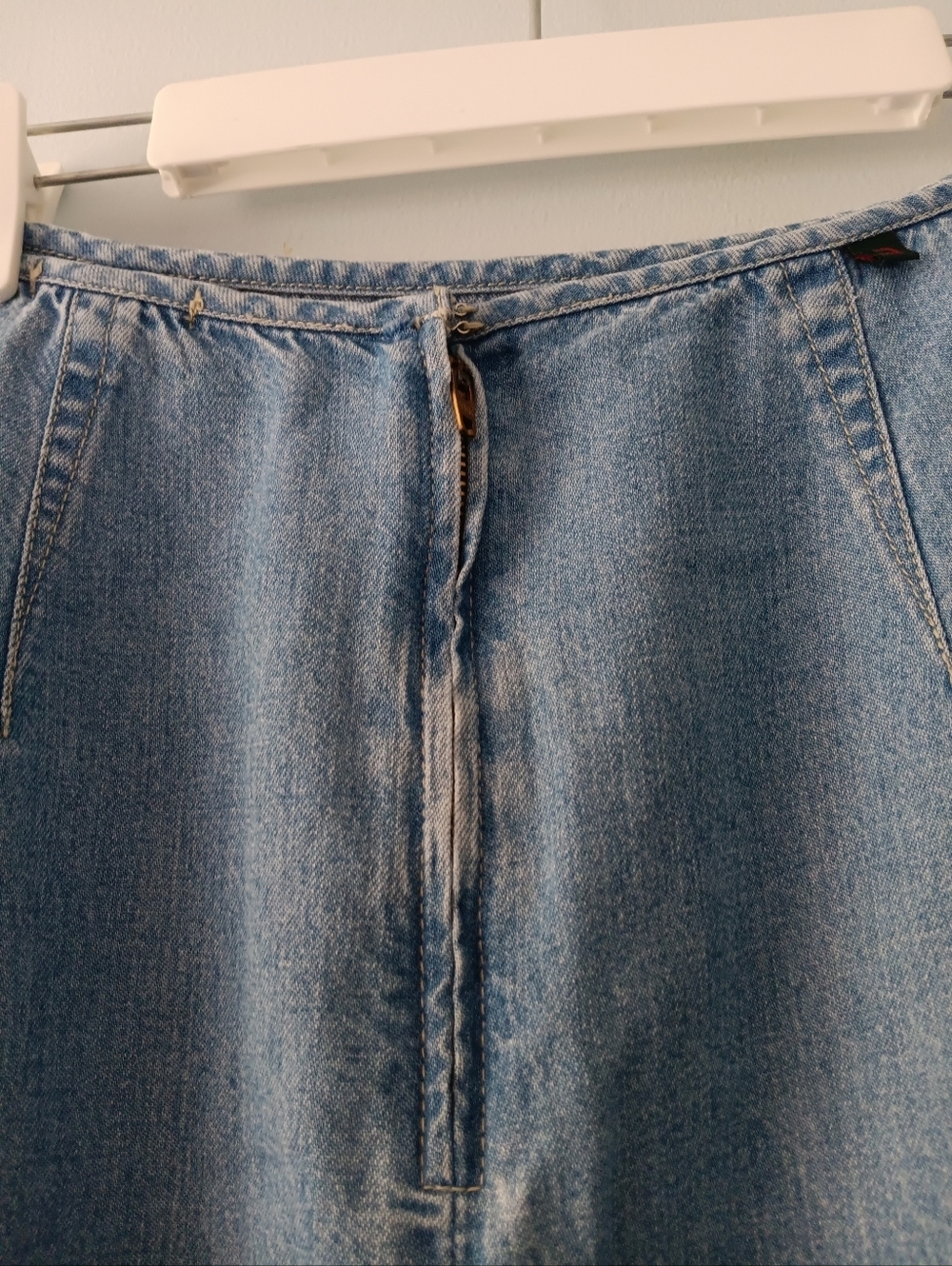 Democracy Weekend Blue Denim Patchwork Embroidered Midi Skirt 8 - Picture 8 of 10